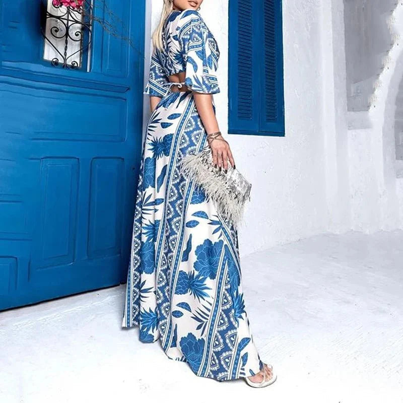 Abito maxi stampato da donna con linea fluida - Leggero ed estivo