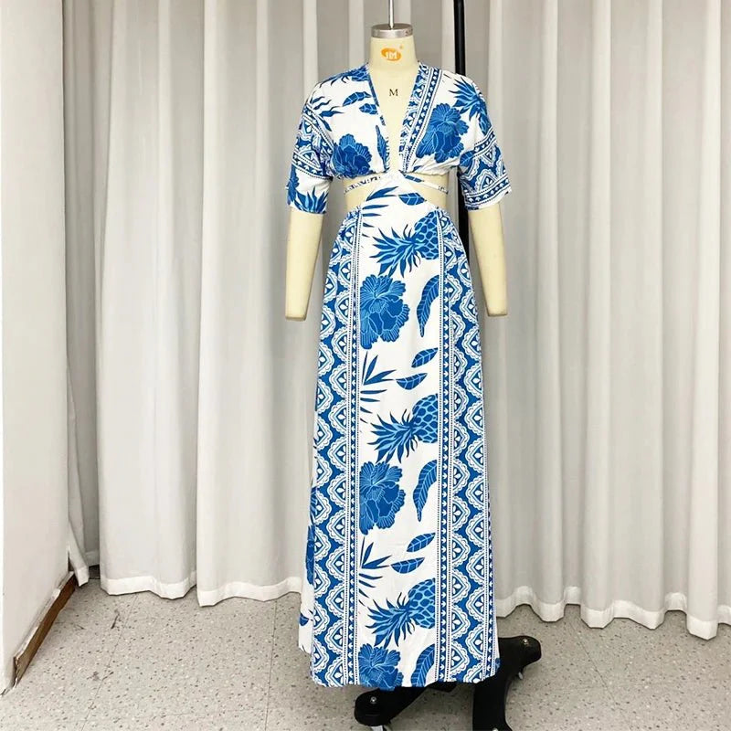 Abito maxi stampato da donna con linea fluida - Leggero ed estivo