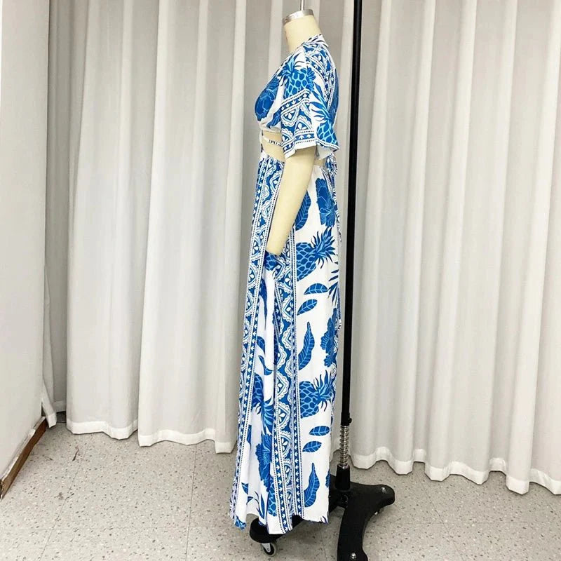 Abito maxi stampato da donna con linea fluida - Leggero ed estivo