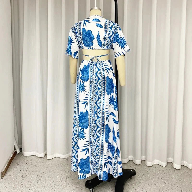 Abito maxi stampato da donna con linea fluida - Leggero ed estivo