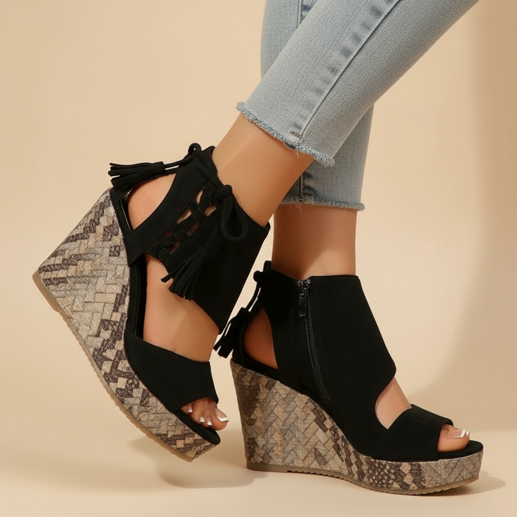 Sandali con Zeppa Bohémien Chic da Donna - Sandali Estivi Eleganti con Nappine
