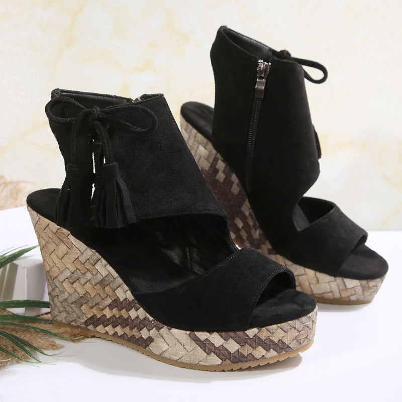 Sandali con Zeppa Bohémien Chic da Donna - Sandali Estivi Eleganti con Nappine