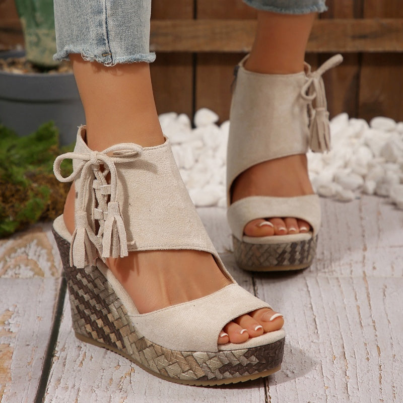 Sandali con Zeppa Bohémien Chic da Donna - Sandali Estivi Eleganti con Nappine