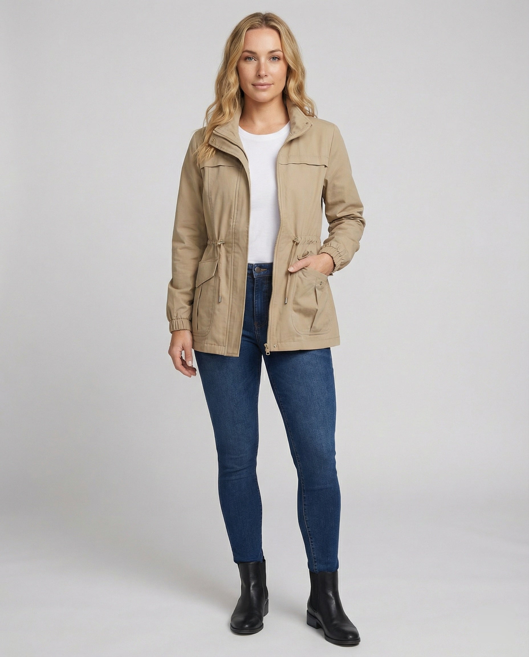 Giacca utility da donna con vita regolabile - Casual chic e pratica