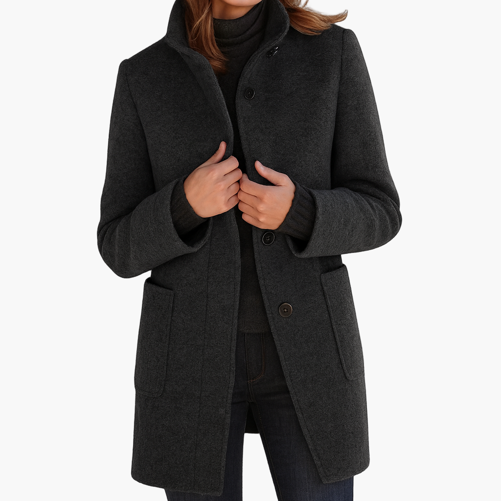 Cappotto corto in misto lana da donna moderno – Elegante giacca monopetto