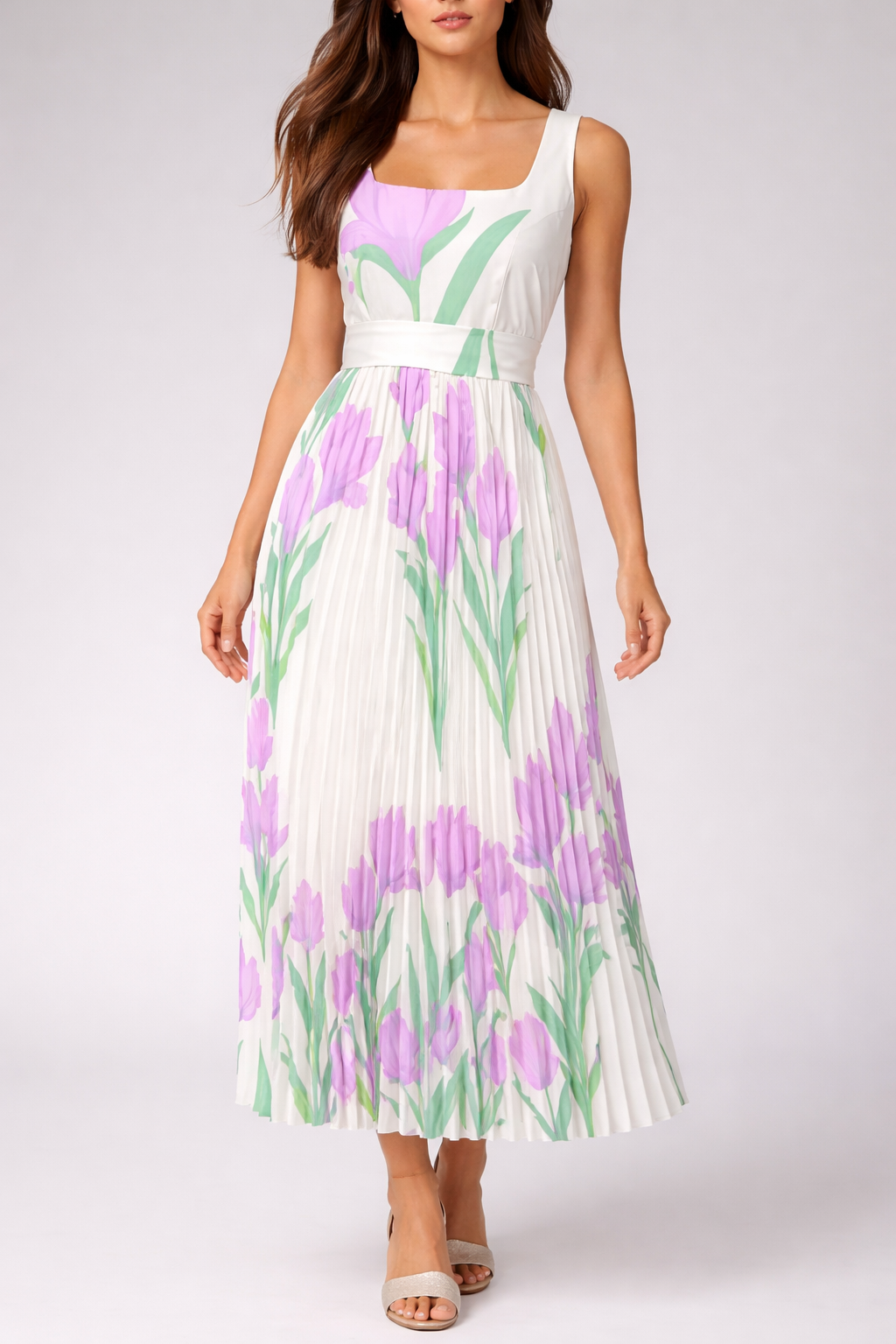 Abito Maxi Donna in Chiffon Senza Maniche – Stile Elegante e Leggero