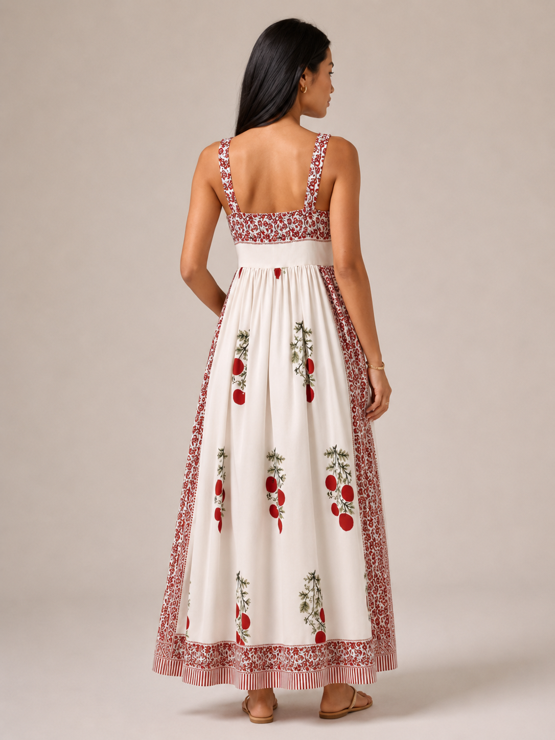 Abito maxi boho da donna con spalline larghe - Fluido ed elegante