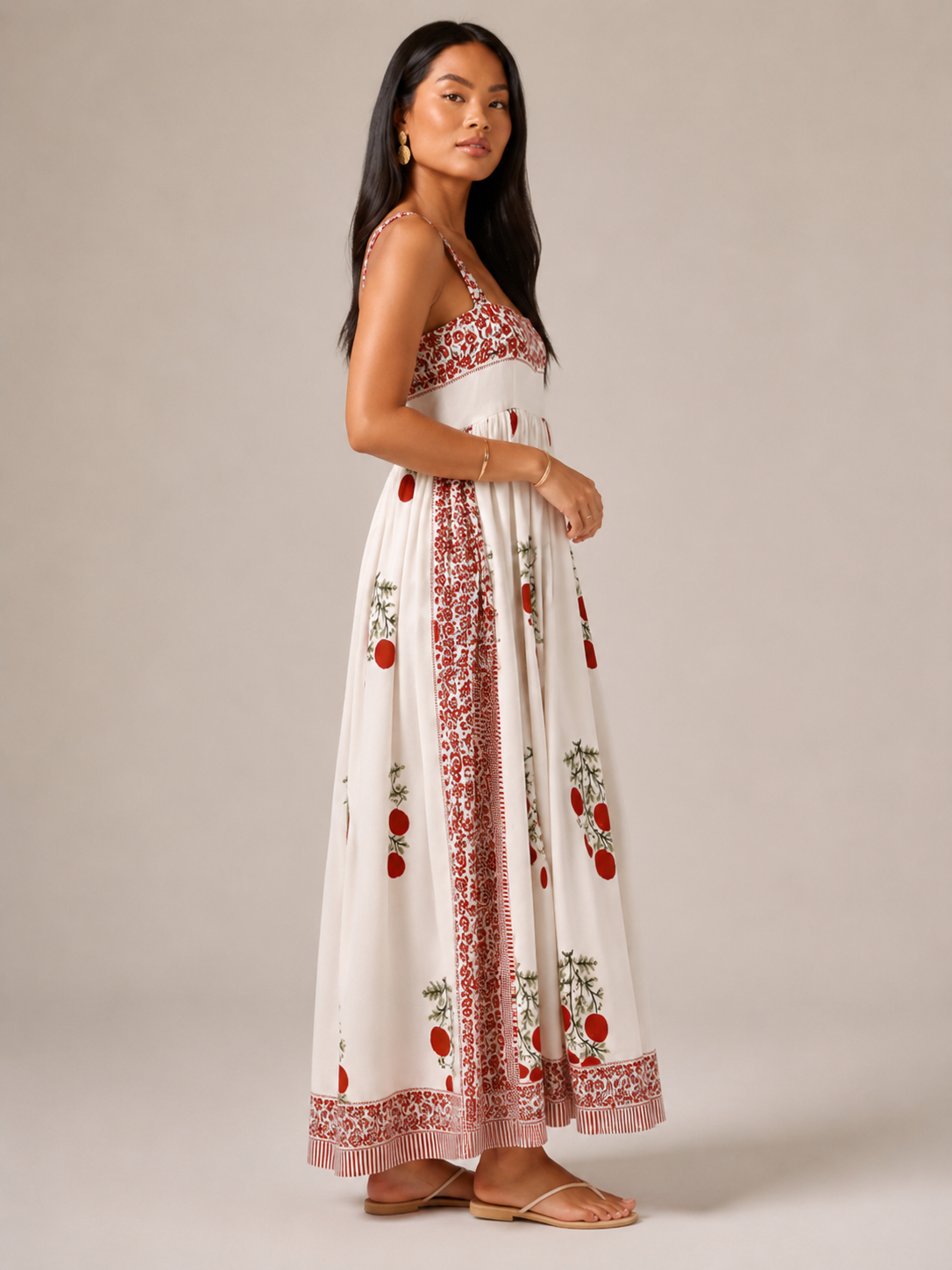 Abito maxi boho da donna con spalline larghe - Fluido ed elegante