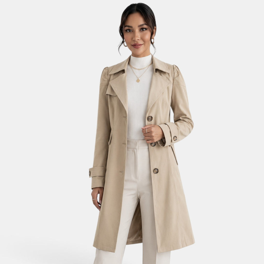 Elegant women’s trench coat with belt – Classic, feminine, and timeless style