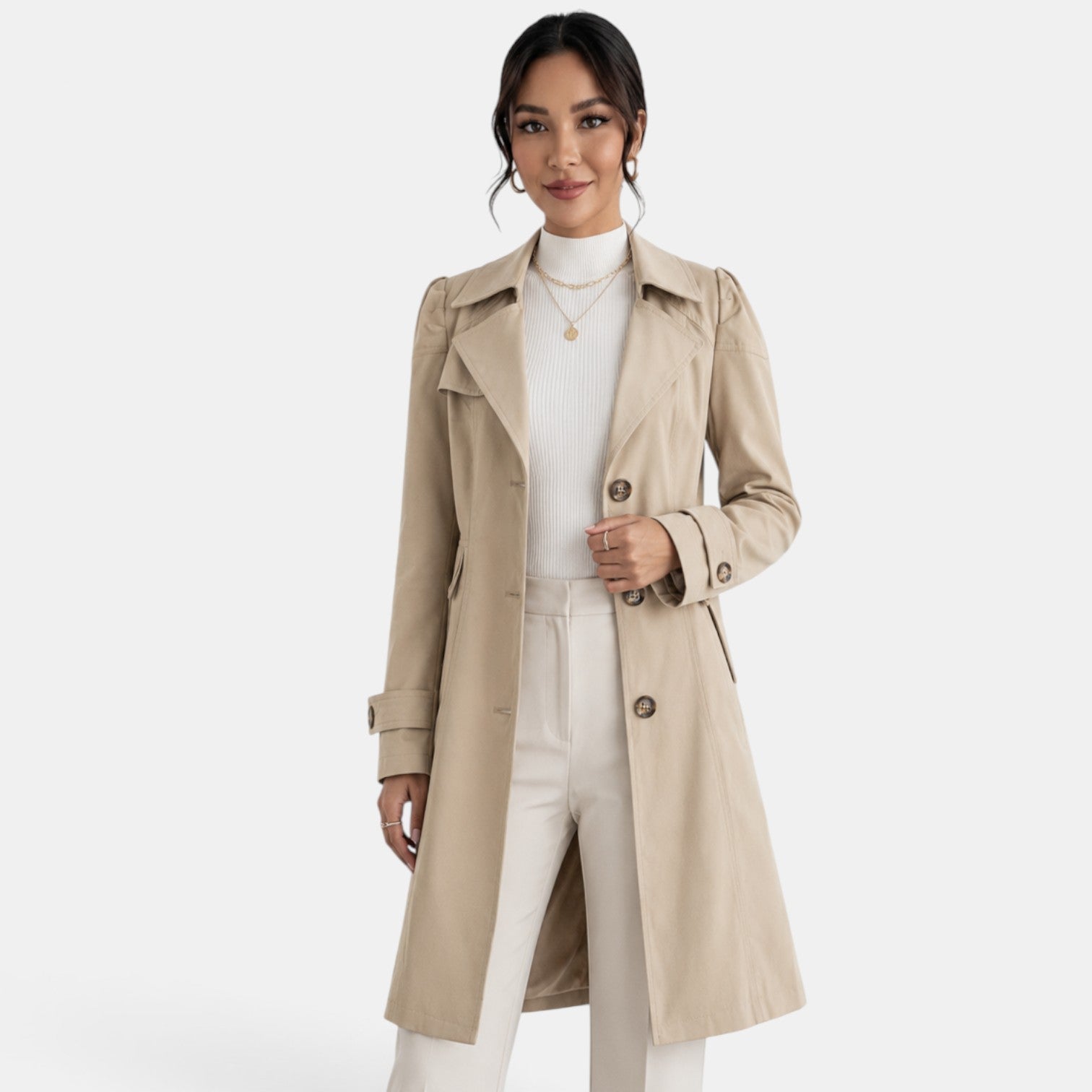 Trench élégant femme avec ceinture – Style classique, féminin et intemporel