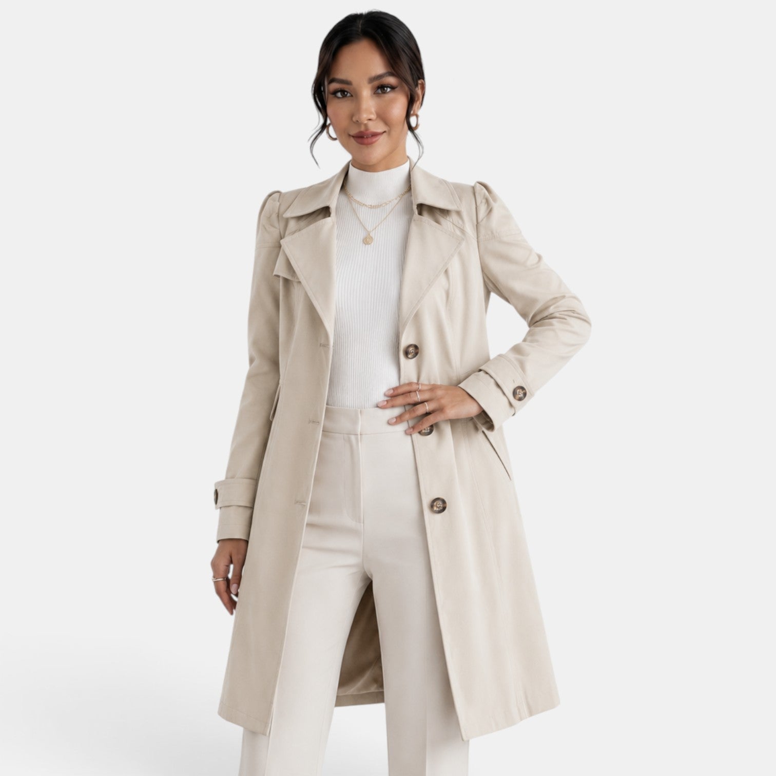 Trench élégant femme avec ceinture – Style classique, féminin et intemporel