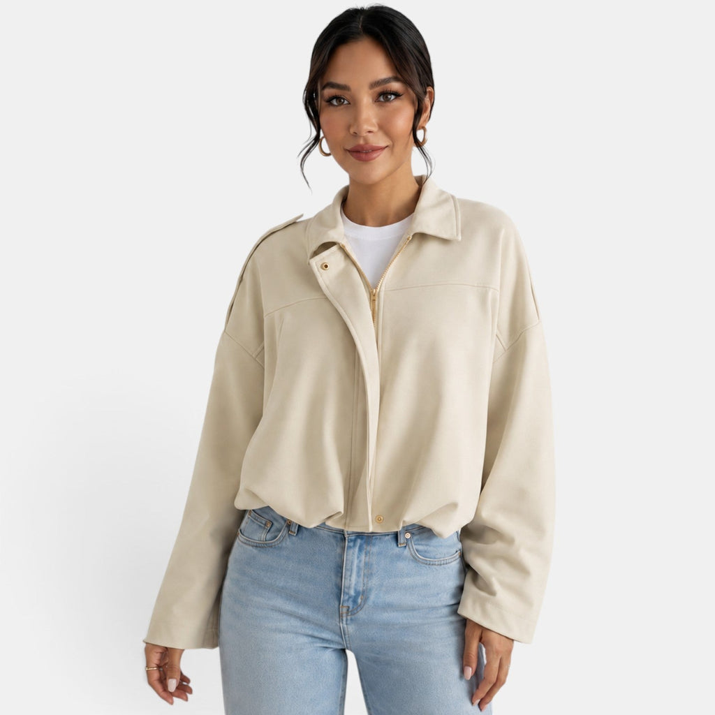 Chaqueta de mujer de ante otoñal: estilo elegante, suave y refinado