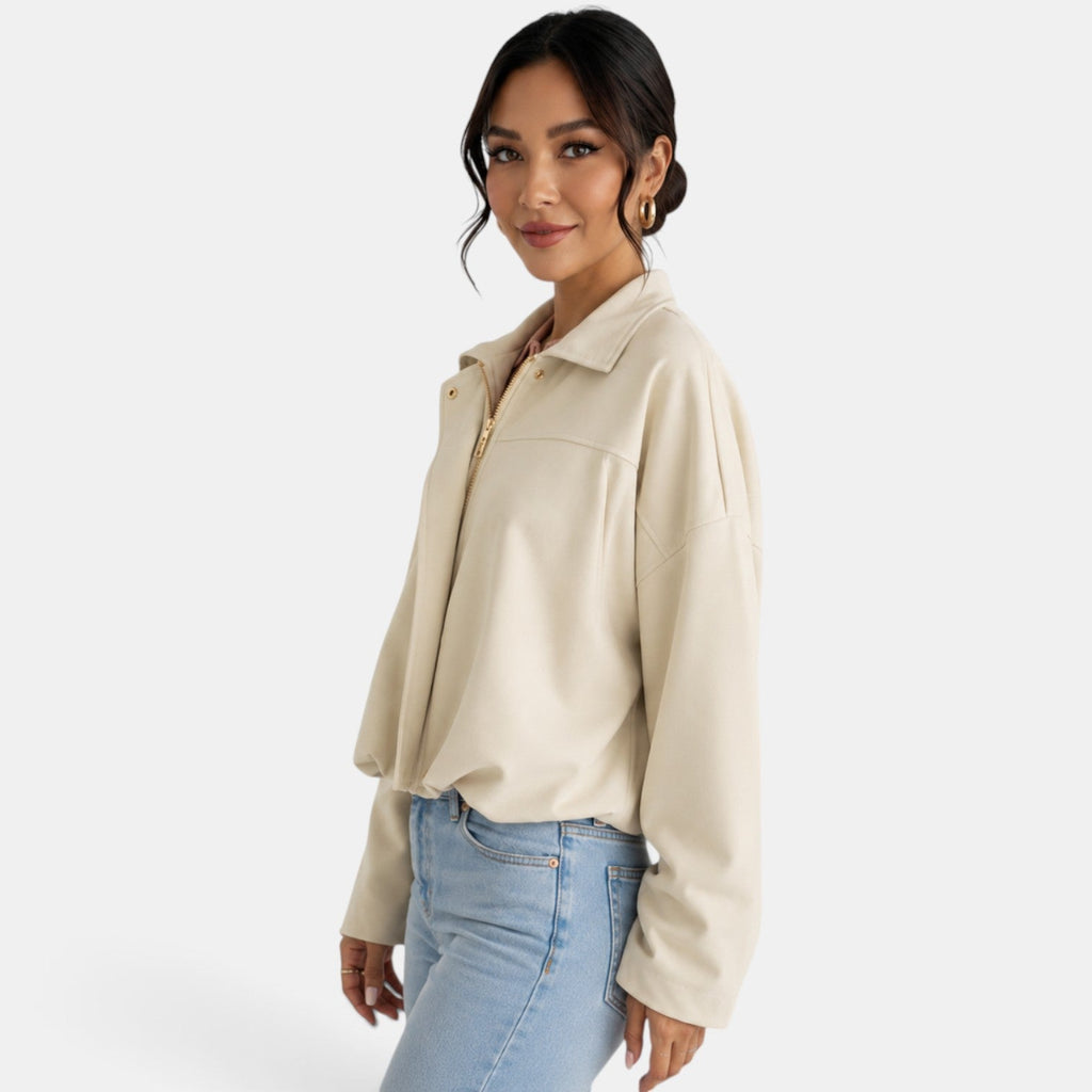 Chaqueta de mujer de ante otoñal: estilo elegante, suave y refinado