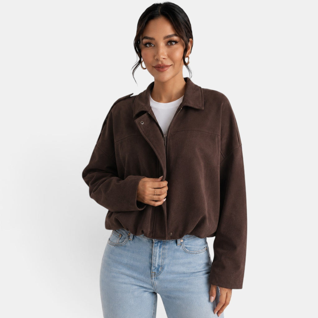 Chaqueta de mujer de ante otoñal: estilo elegante, suave y refinado