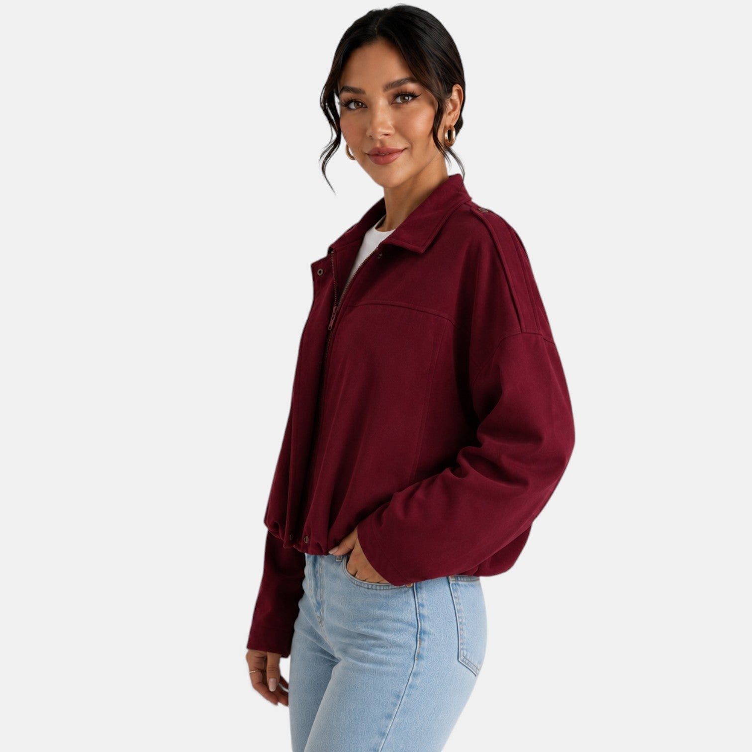 Chaqueta de mujer de ante otoñal: estilo elegante, suave y refinado