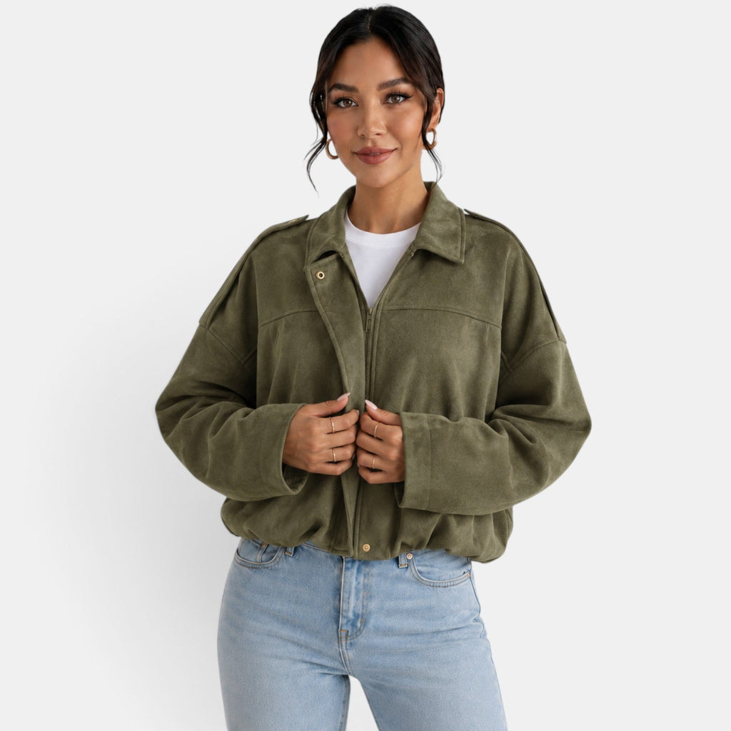 Chaqueta de mujer de ante otoñal: estilo elegante, suave y refinado