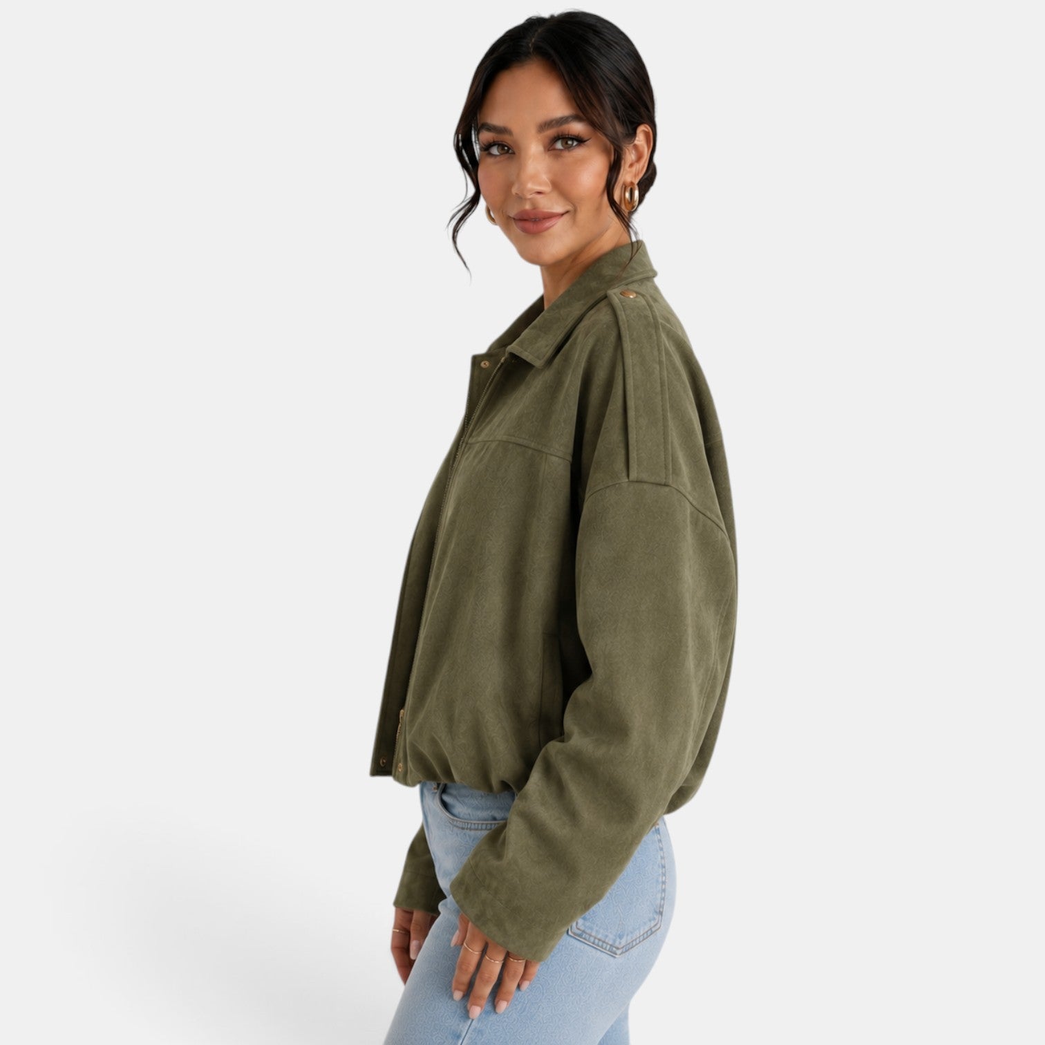 Chaqueta de mujer de ante otoñal: estilo elegante, suave y refinado