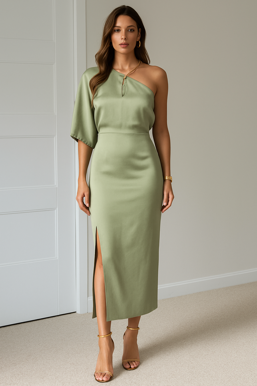 Abito maxi monospalla da donna con spacco valorizzante - Elegante e raffinato