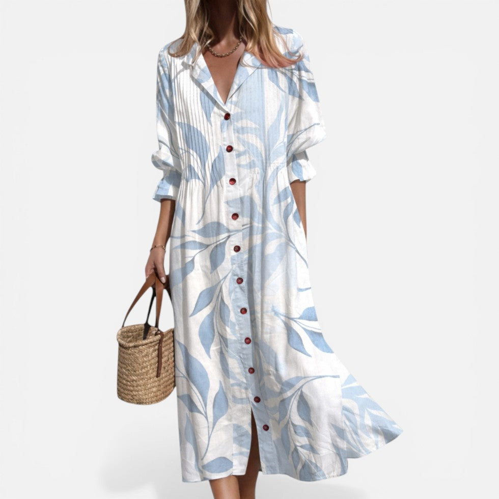 Abito chemisier donna stampato rilassato – Vestito con bottoni davanti stile casual estivo