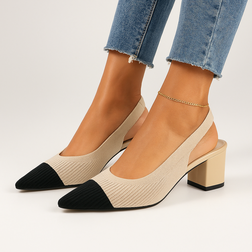 Scarpe a punta da donna - Tacco quadrato stabile ed elegante