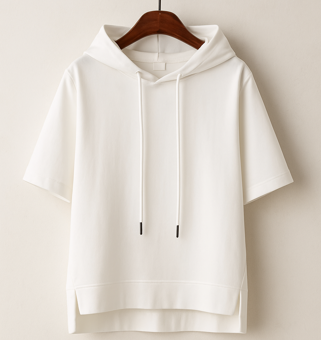 Felpa da donna con cappuccio a maniche corte - Leggera e casual