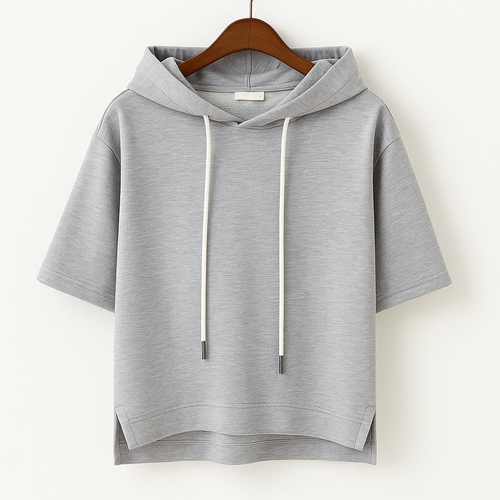 Felpa da donna con cappuccio a maniche corte - Leggera e casual
