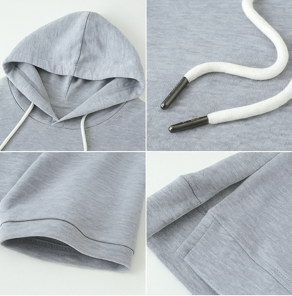 Felpa da donna con cappuccio a maniche corte - Leggera e casual