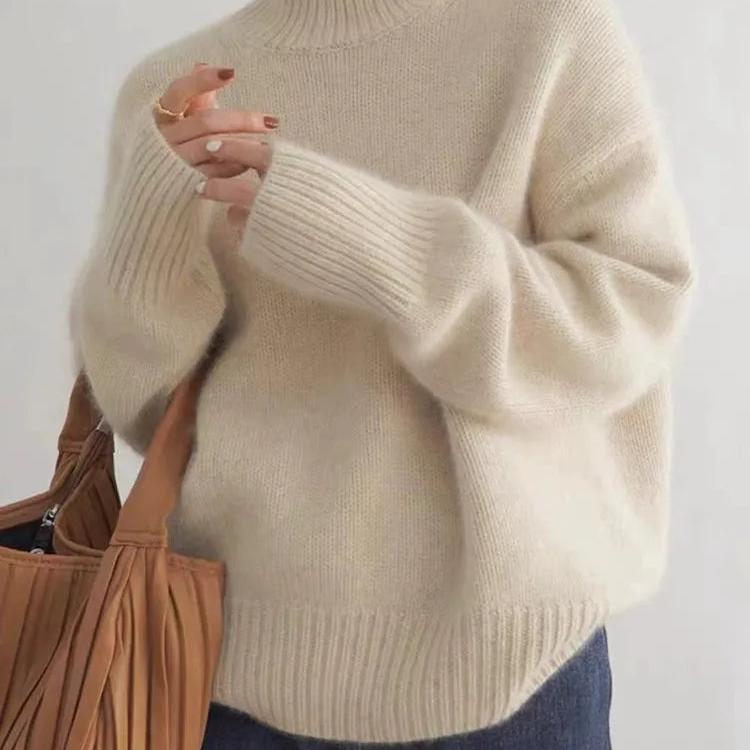Maglione da donna oversize a collo alto in cashmere – Morbido, caldo, elegante, casual