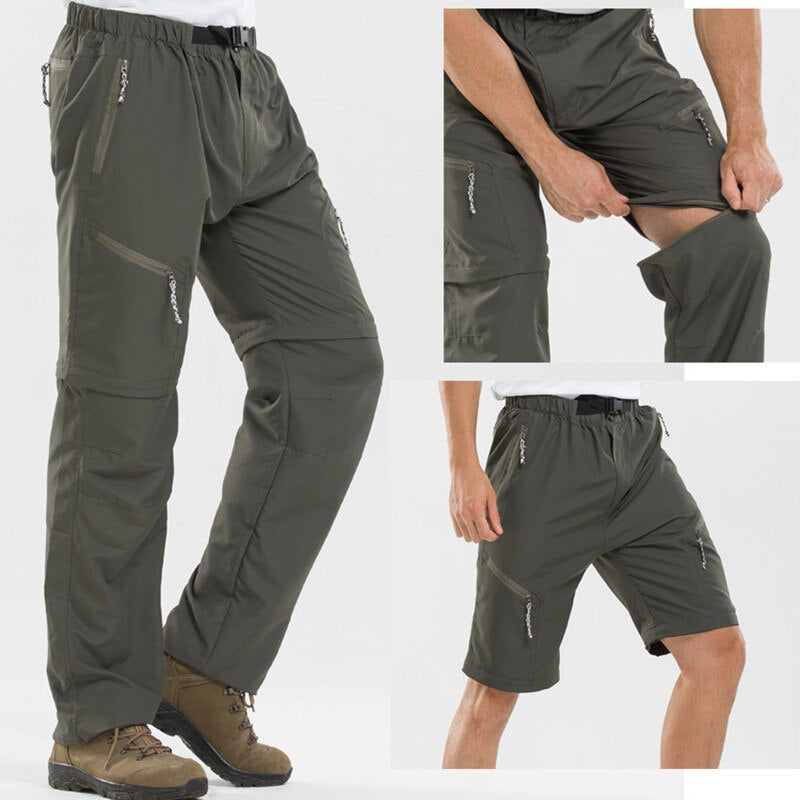 Pantaloni uomo con zip removibili, vita elastica e cerniere