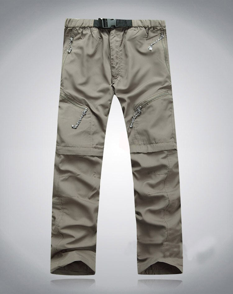 Pantaloni uomo con zip removibili, vita elastica e cerniere