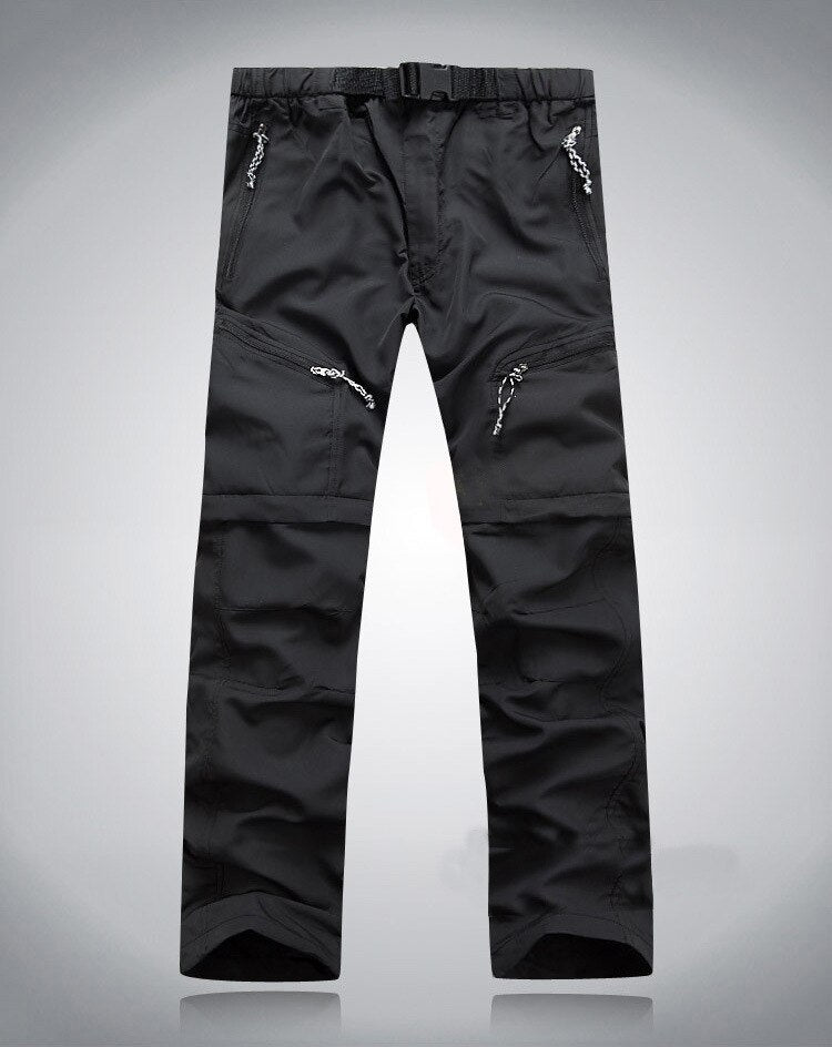 Pantaloni uomo con zip removibili, vita elastica e cerniere