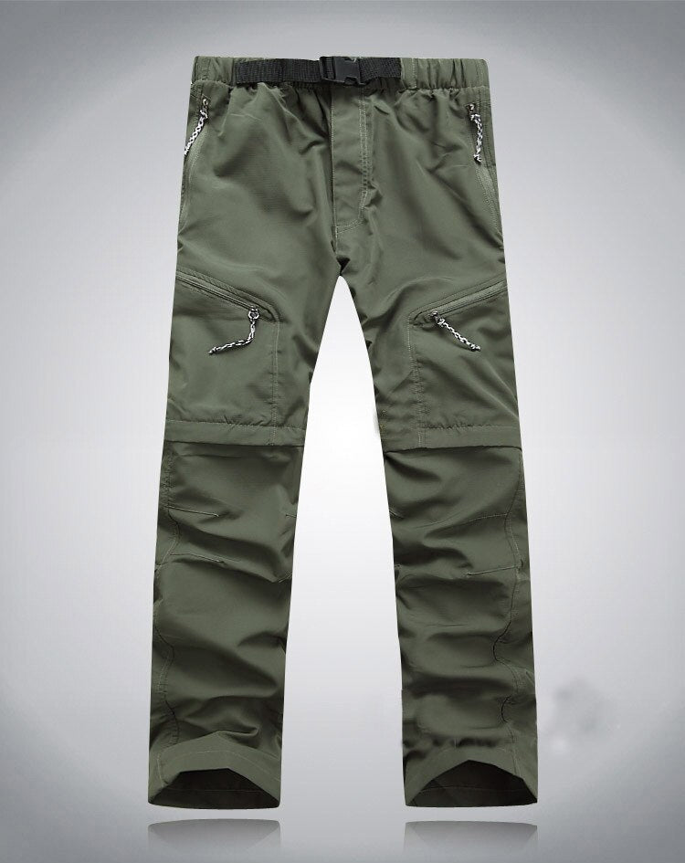 Pantaloni uomo con zip removibili, vita elastica e cerniere