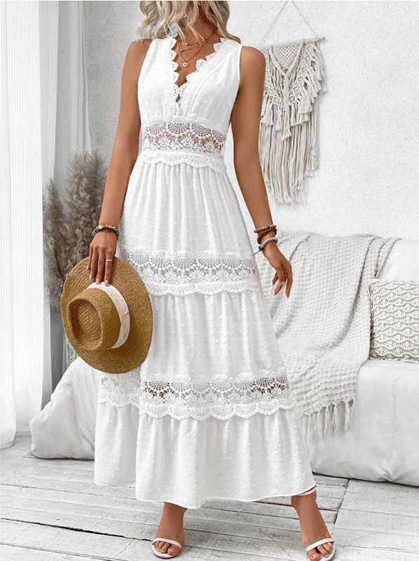 Abito in pizzo con scollo a V – Vestito elegante da donna