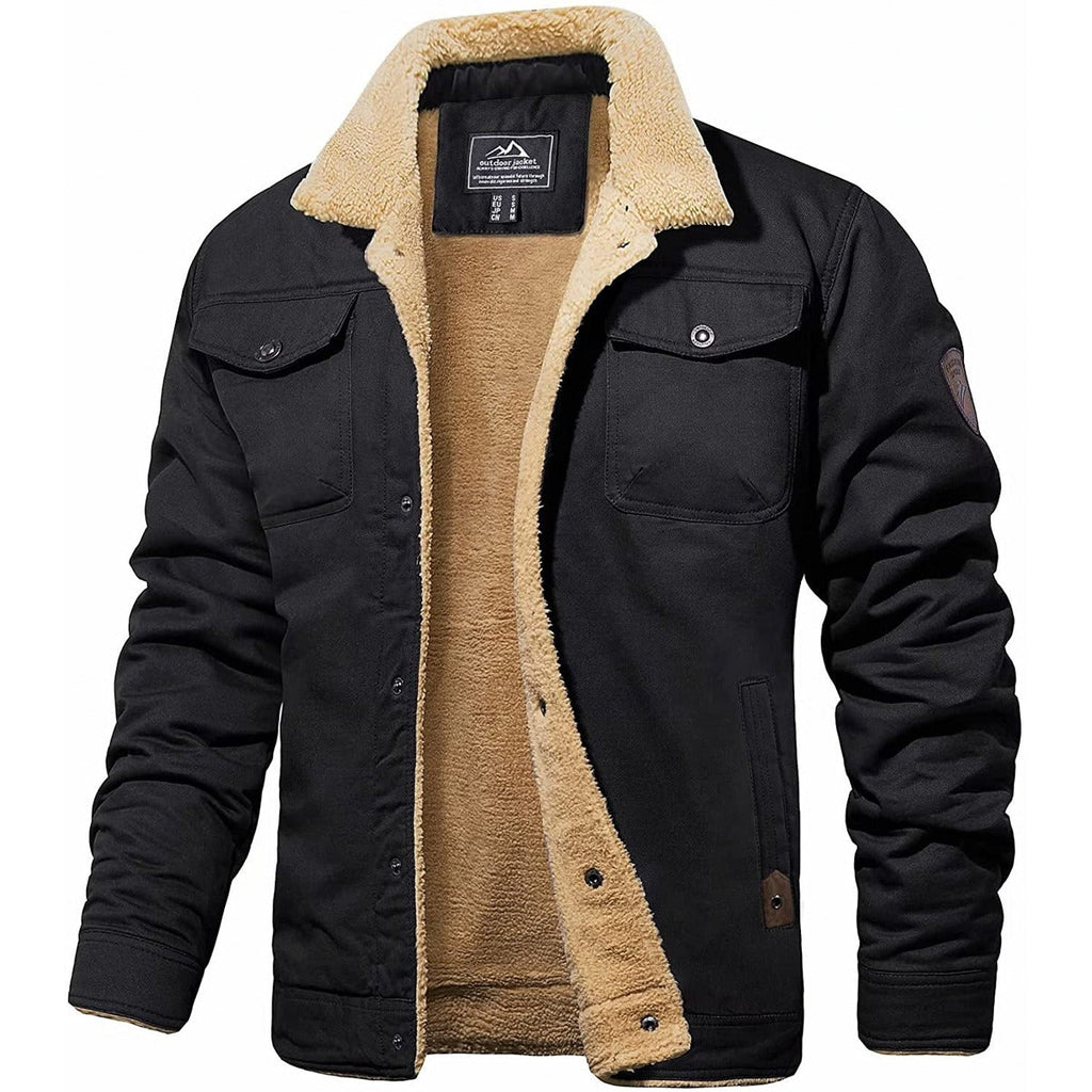 Giacca cargo da uomo con fodera in sherpa – Cappotto invernale caldo e isolante