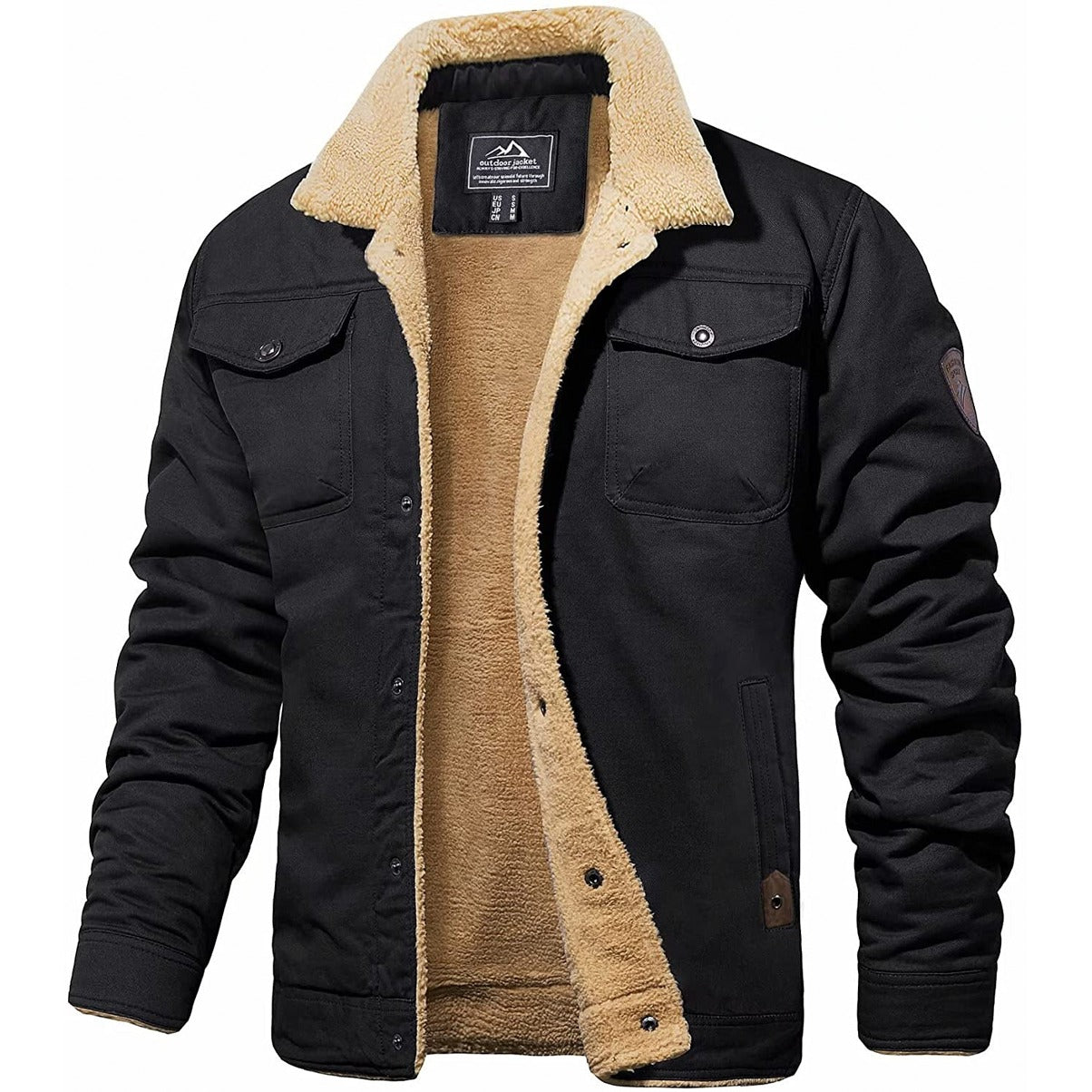 Giacca cargo da uomo con fodera in sherpa – Cappotto invernale caldo e isolante