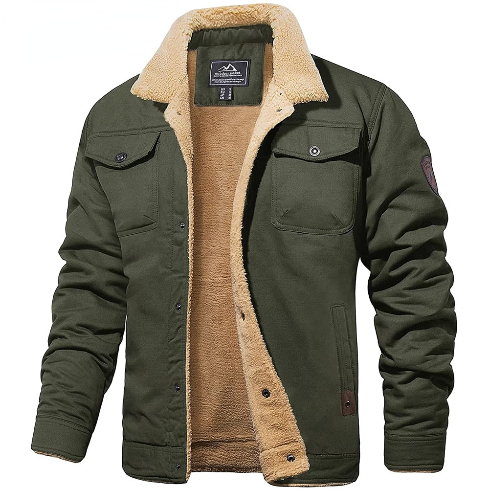 Giacca cargo da uomo con fodera in sherpa – Cappotto invernale caldo e isolante
