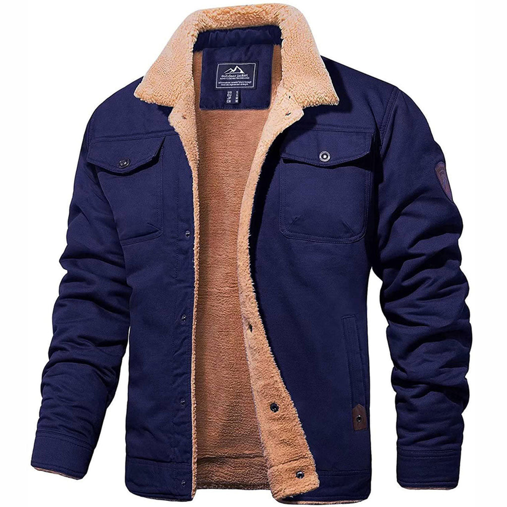 Giacca cargo da uomo con fodera in sherpa – Cappotto invernale caldo e isolante