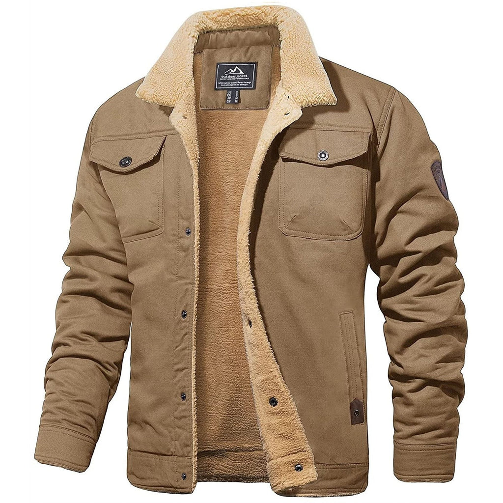 Giacca cargo da uomo con fodera in sherpa – Cappotto invernale caldo e isolante