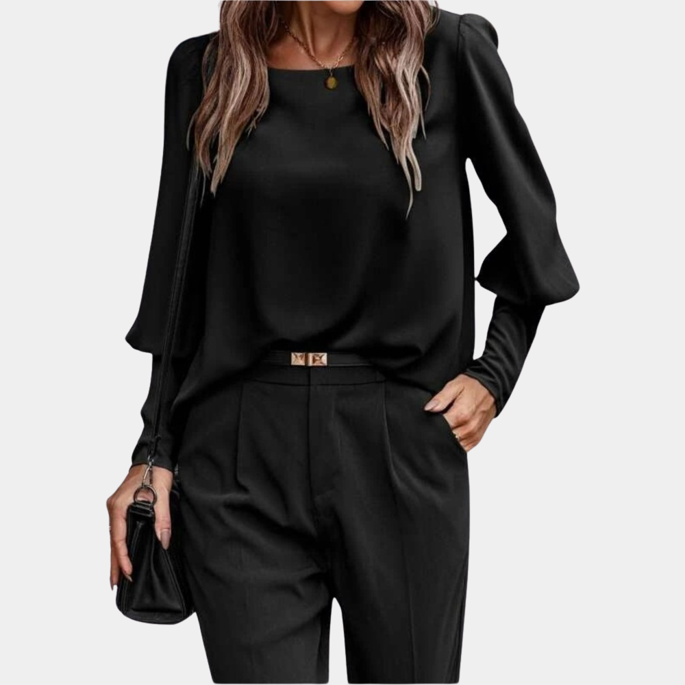 Blusa elegante premium da donna – Top elegante con maniche lunghe a palloncino