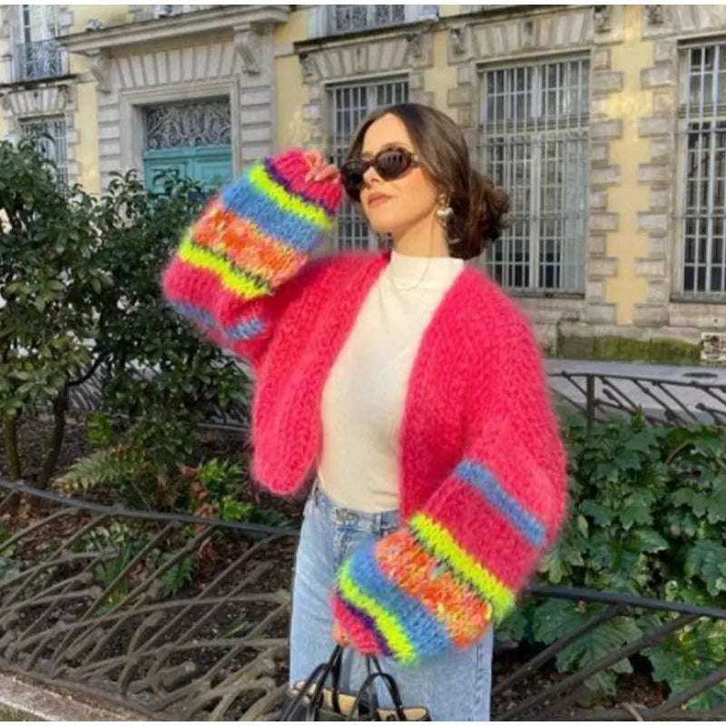 Soft open-cut cardigan for women – Elegant and colorful knitwear