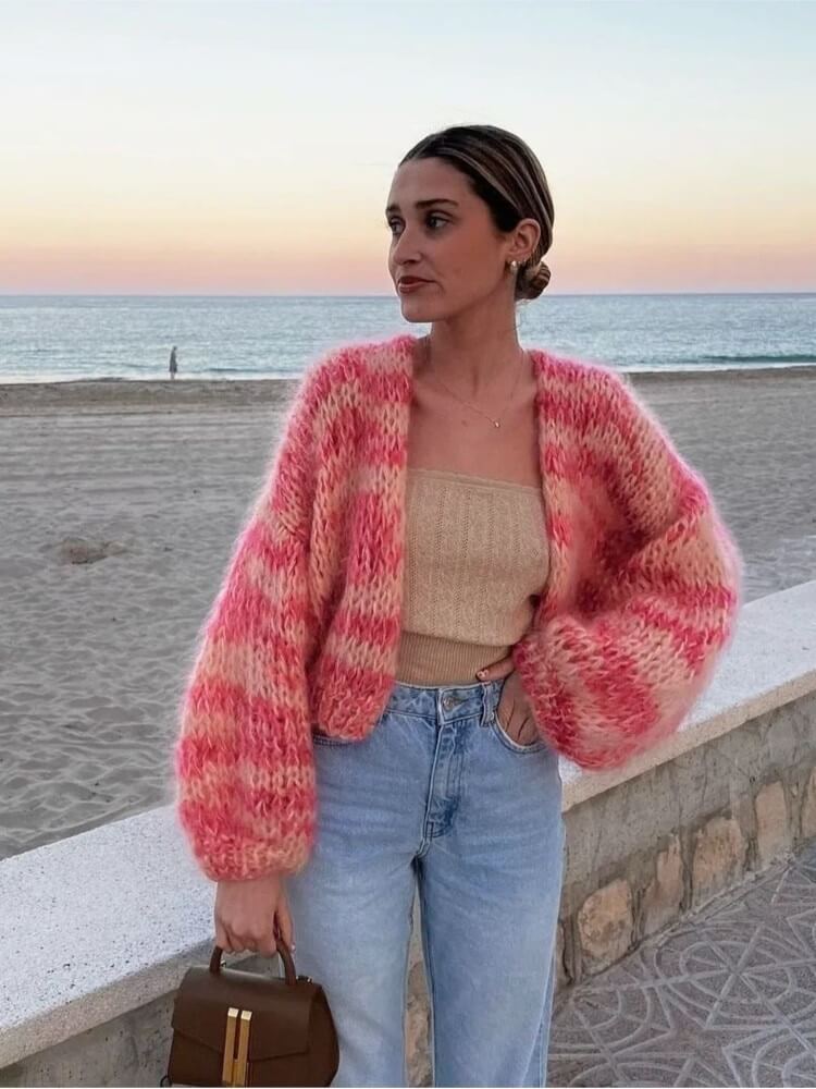 Soft open-cut cardigan for women – Elegant and colorful knitwear