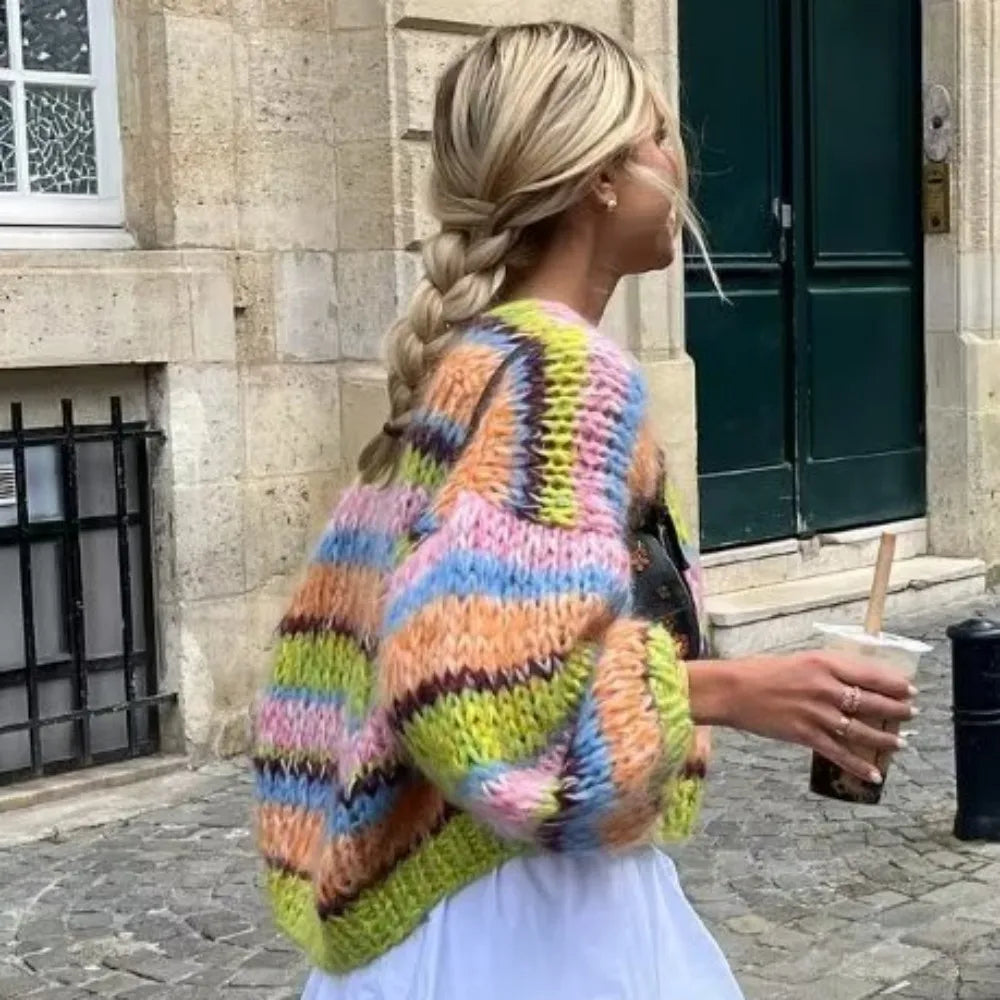 Soft open-cut cardigan for women – Elegant and colorful knitwear
