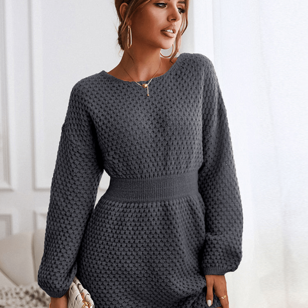 Mini abito in maglia a maniche lunghe da donna – Taglio morbido e aderente per autunno e inverno