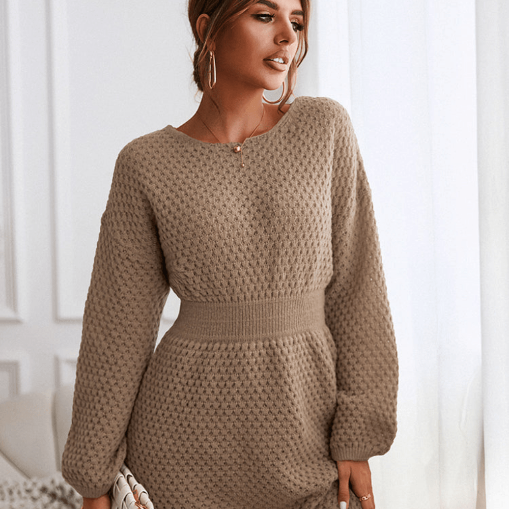 Mini abito in maglia a maniche lunghe da donna – Taglio morbido e aderente per autunno e inverno