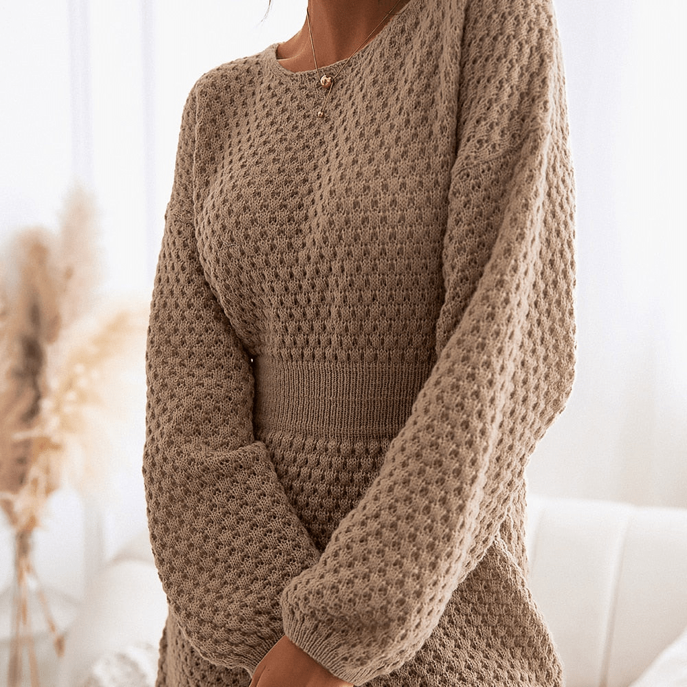 Mini abito in maglia a maniche lunghe da donna – Taglio morbido e aderente per autunno e inverno