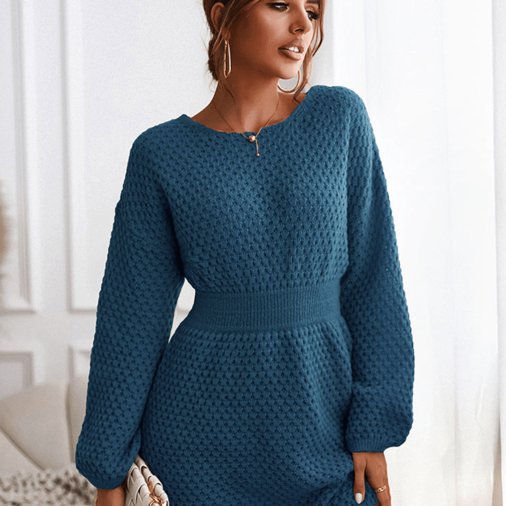 Mini abito in maglia a maniche lunghe da donna – Taglio morbido e aderente per autunno e inverno