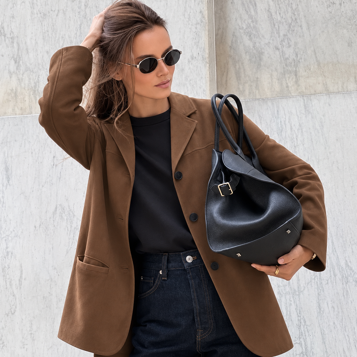 Blazer donna oversize effetto camoscio - Chic e versatile