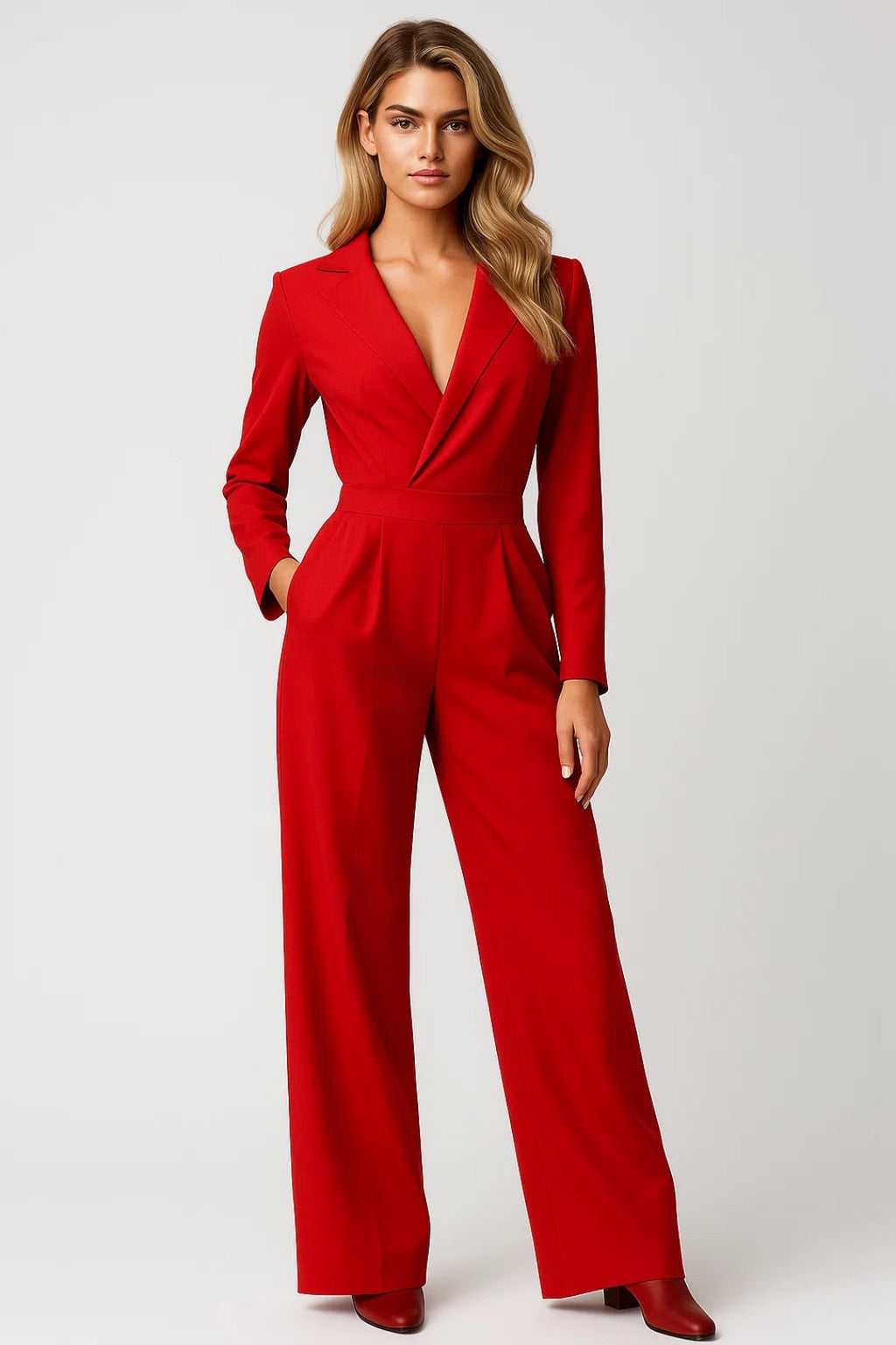Tuta Elegante Donna con Scollo a V – Stile Invernale Aderente