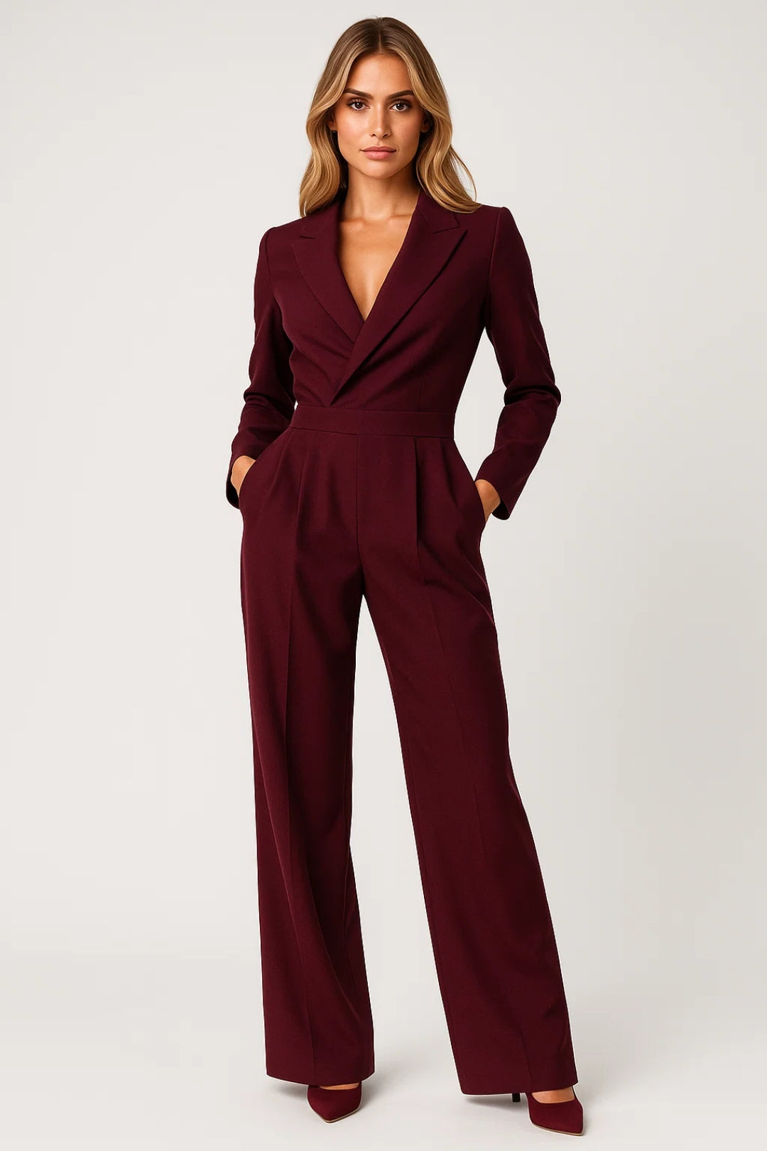 Tuta Elegante Donna con Scollo a V – Stile Invernale Aderente