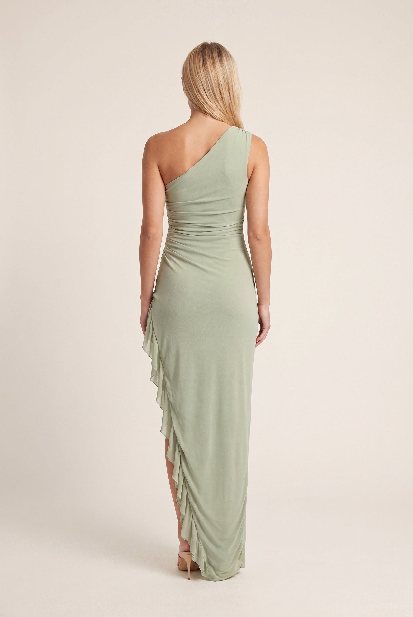 Abito maxi monospalla da donna con volant - Elegante e valorizzante